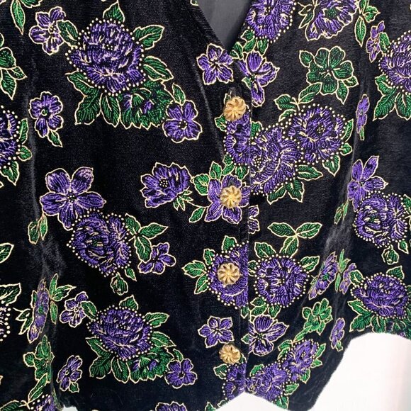 VINTAGE Carrol Reed Adjustable Embellished Floral Vest - Picture 6 of 13